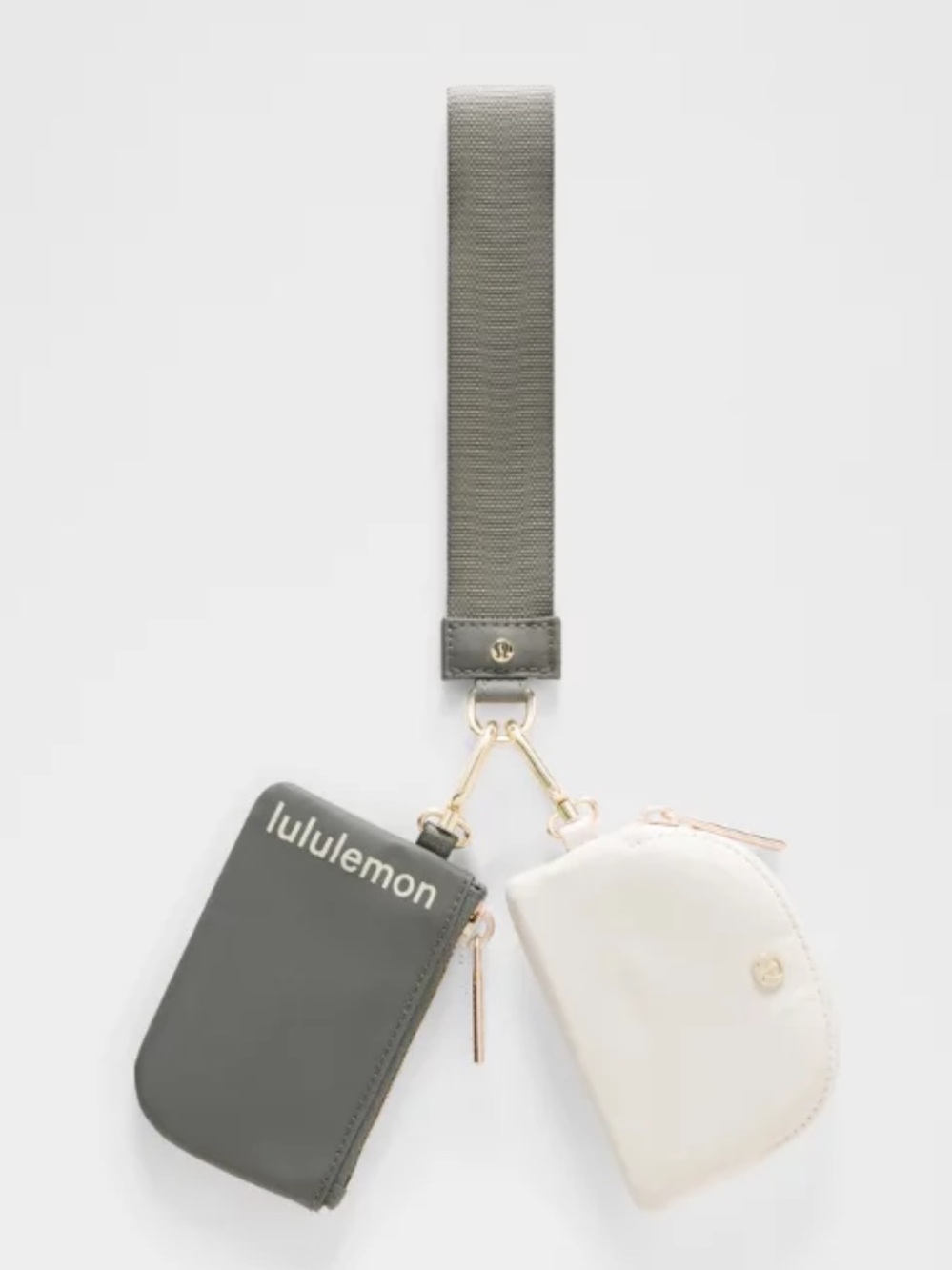 Lululemon Dual Pouch Wristlet Grey Sage / Ivory NEW